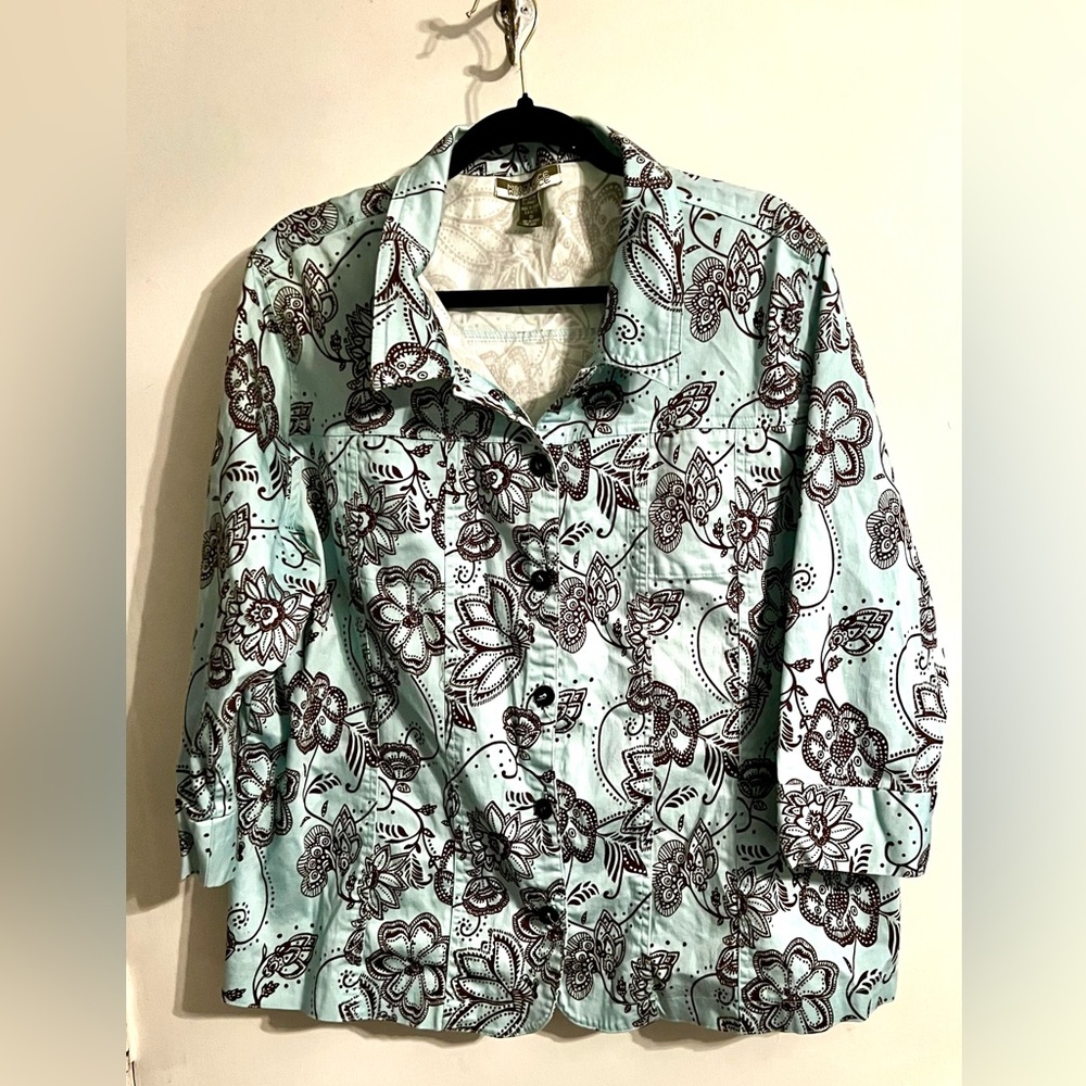Mirror‎ Image Floral Print Women's Jacket-Size 1X